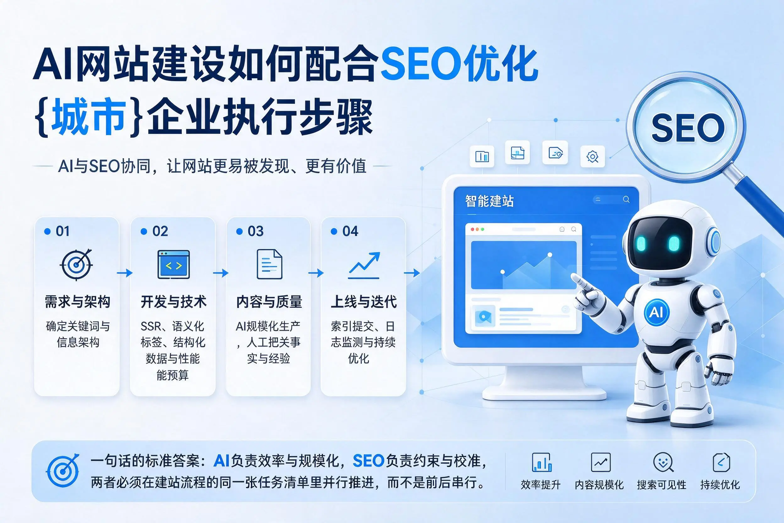 AI网站建设如何配合SEO优化,湛江企业执行步骤