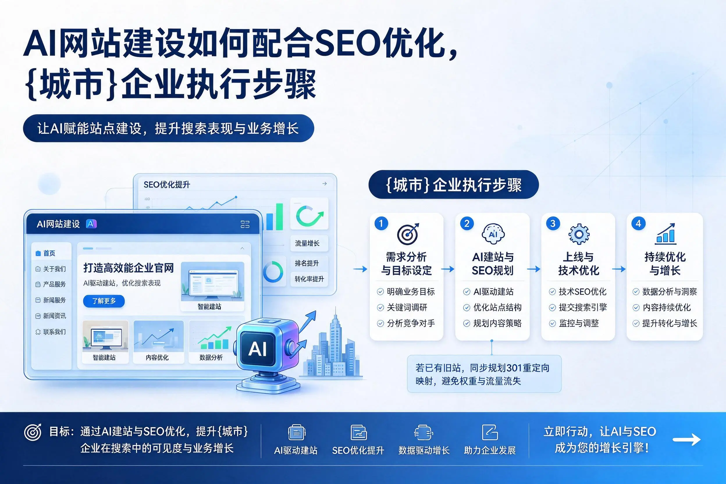 AI网站建设如何配合SEO优化,湛江企业执行步骤