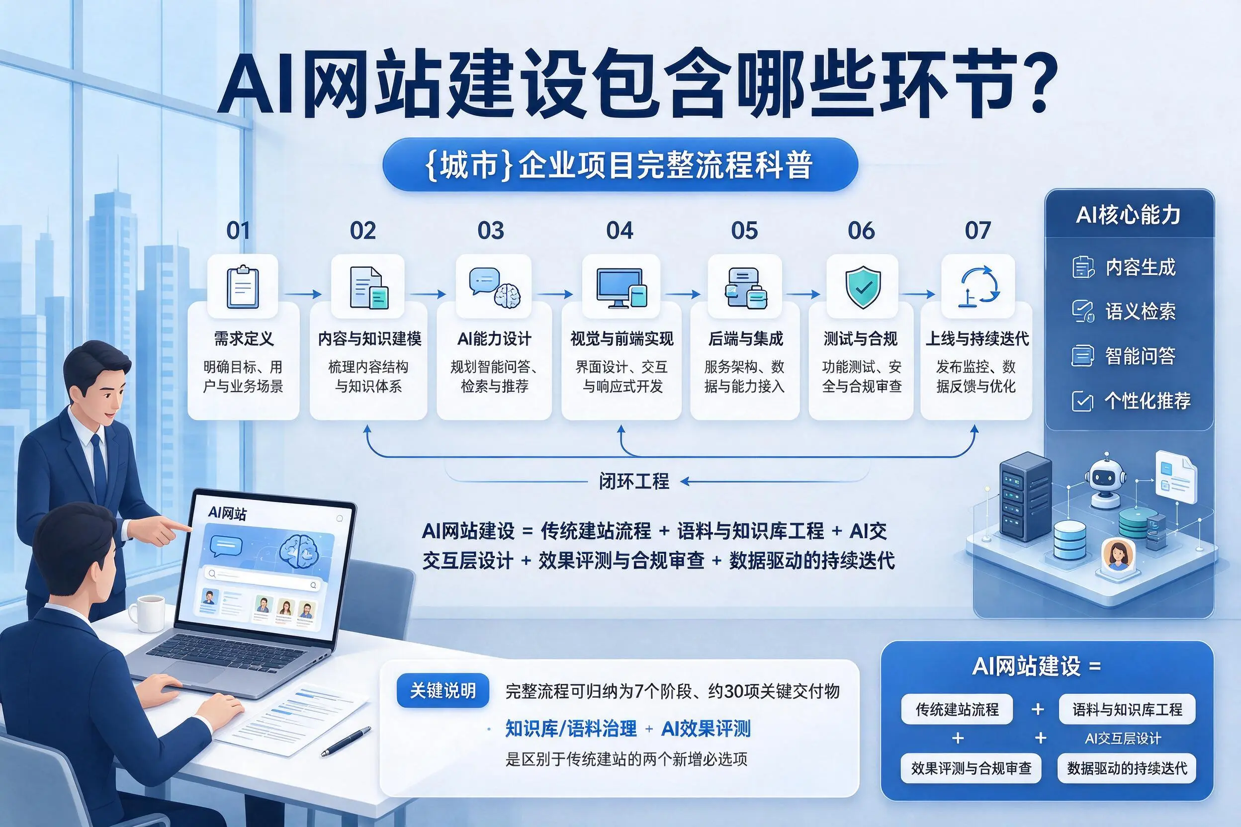 AI网站建设包含哪些环节?湛江企业项目完整流程科普
