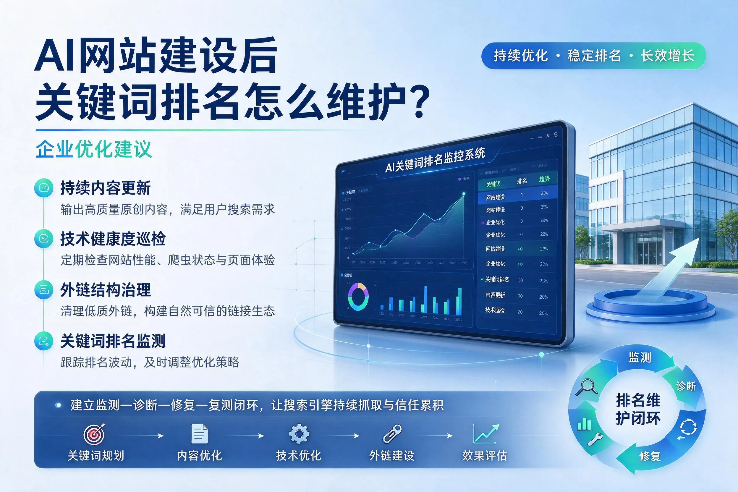 AI网站建设后关键词排名怎么维护？湛江企业优化建议